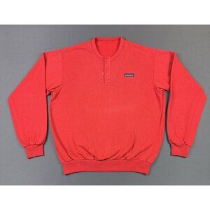 Rare Vintage 80s Patagonia Snap Button Blank Red Sweater Long Sleeve Outdoor
